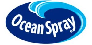 A blue and white logo of ocean spray.